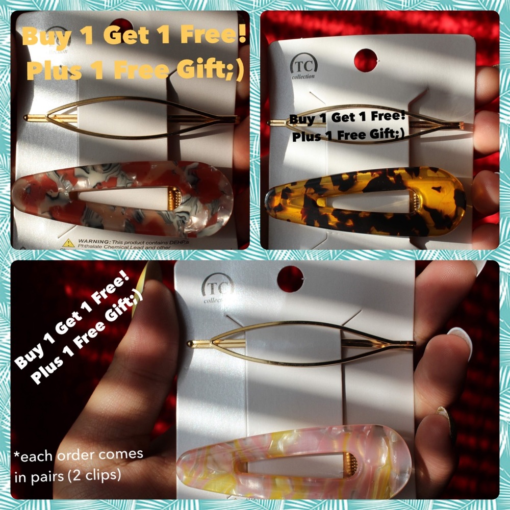 Marbled Resin Clips/ Barrettes (Hair Accessories)